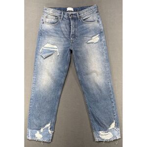 Boyish The Tommy Jeans Womens 30x28 Distressed High Rise Straight Ripped‎ Denim